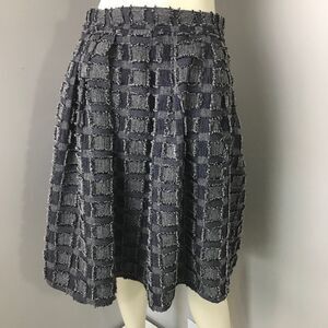 Eva Mendes New York & Co. Blue Maddie Fringe Full Pleated Skirt Size 8P